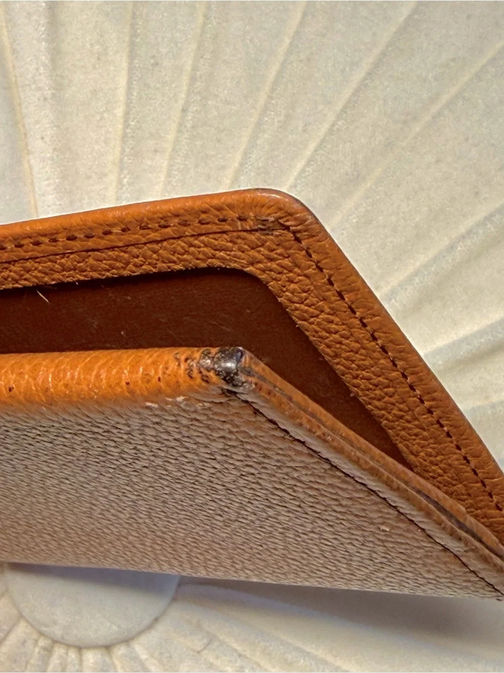 Saint Laurent Tan Pebbled Leather Card Holder